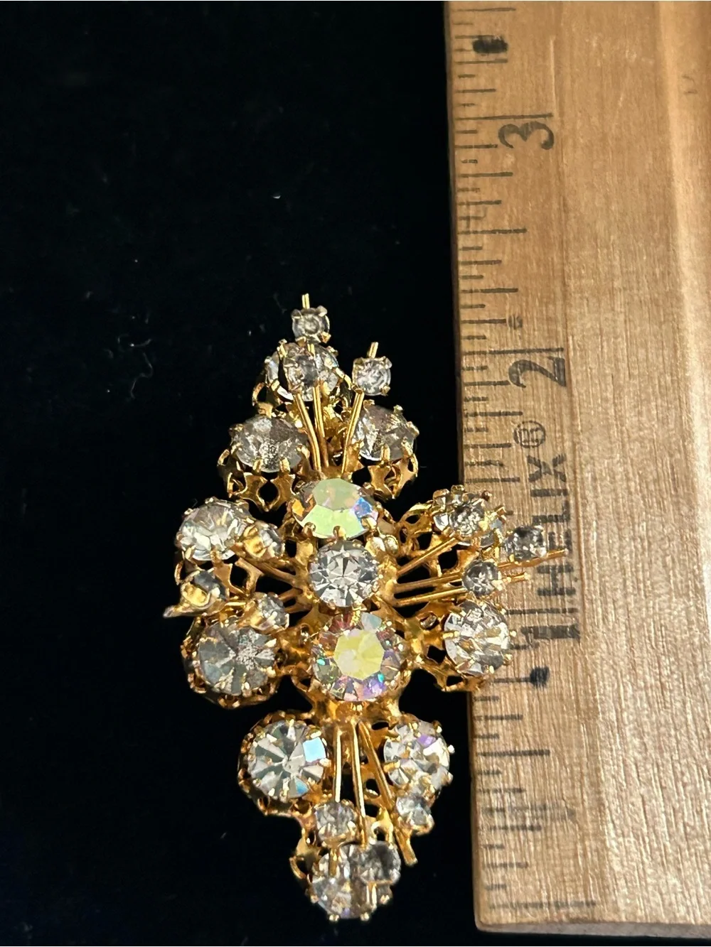 Vintage Austrian AB Crystal Spray/Sputnik Brooch Signed Made in Austria